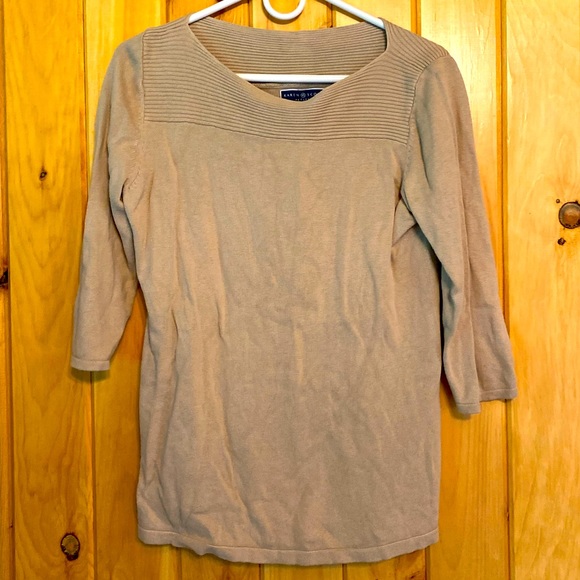 Karen Scott Petites Women’s Tan Long-Sleeve Sweater - Picture 1 of 6